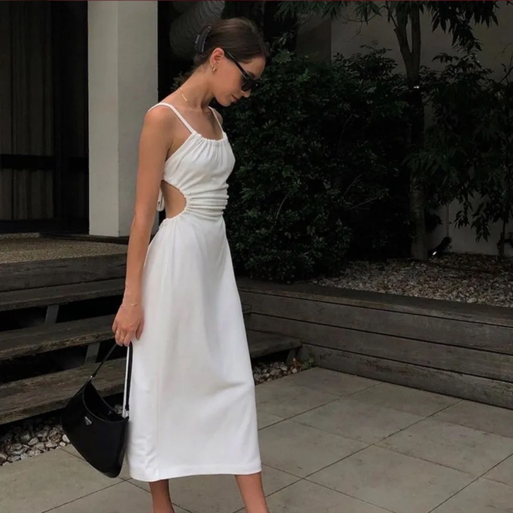 White minimalist spring/summer backless dress S/M